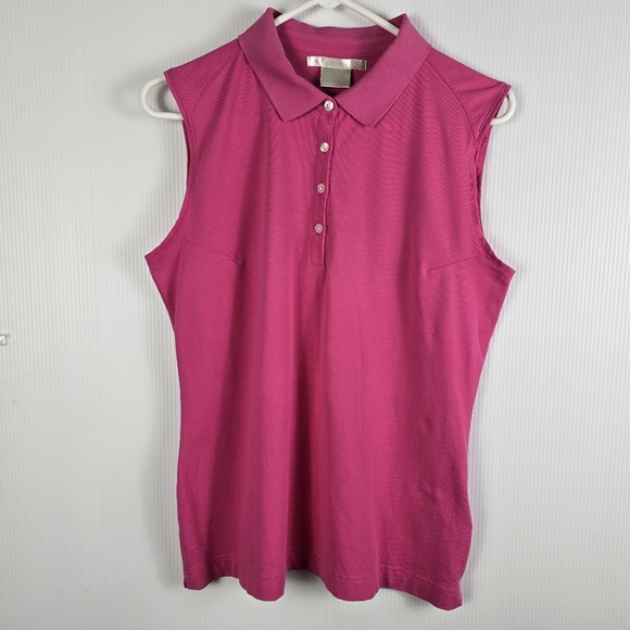 NIKE Women's Golf Victory Polo, Hot Pink Force, Large 12-14 Sleeveless Collared - Picture 1 of 9